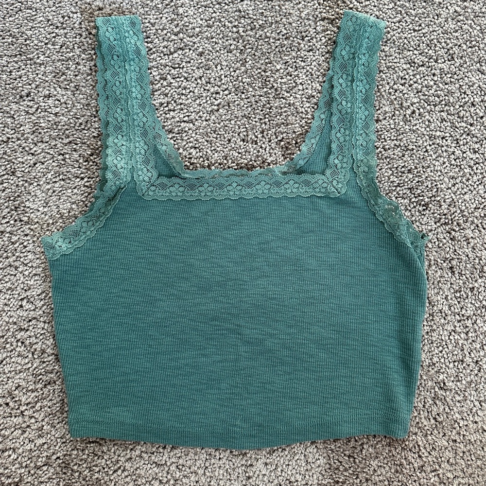 Aeropostale Green Cropped Lace Tank